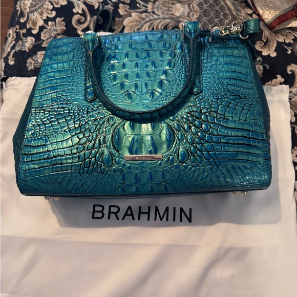 Brahmin Turquoise Embossed Satchel